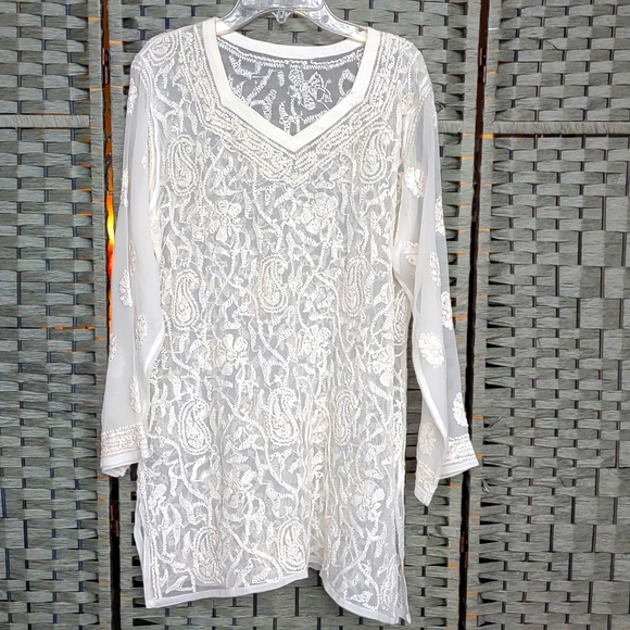 Tops - Women's cream sheer tunic
